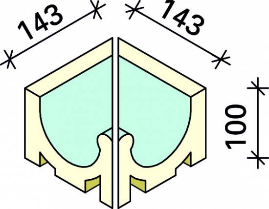 Угол внутренний лотка Interbau (2ч) 143x150x100, арт. 5112